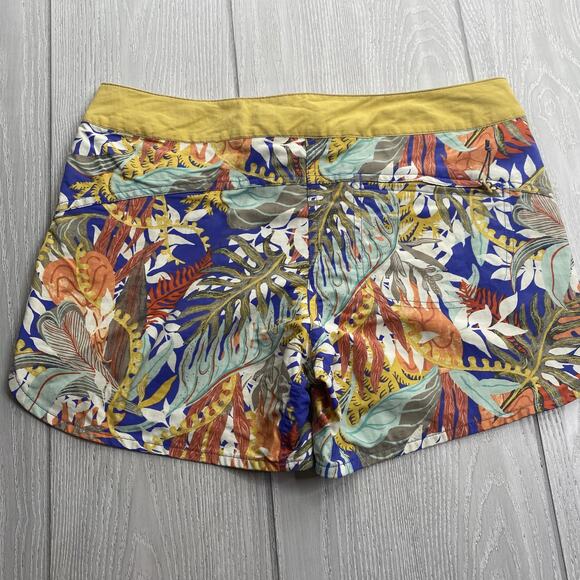 Patagonia Women's Yellow Violet Blue Jurassic Ferns Floral Board Shorts Size 4 - Picture 2 of 12
